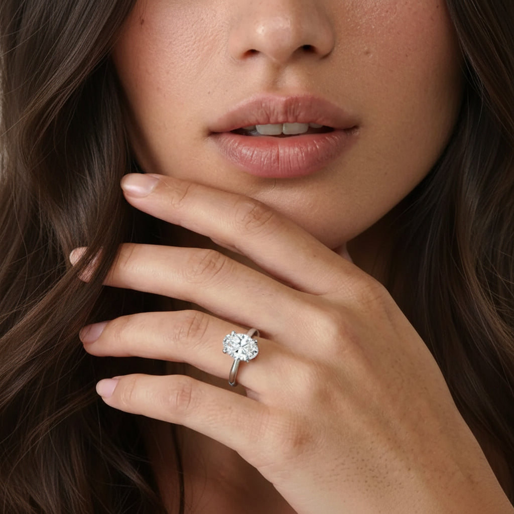 Oval Solitaire Adjustable Ring