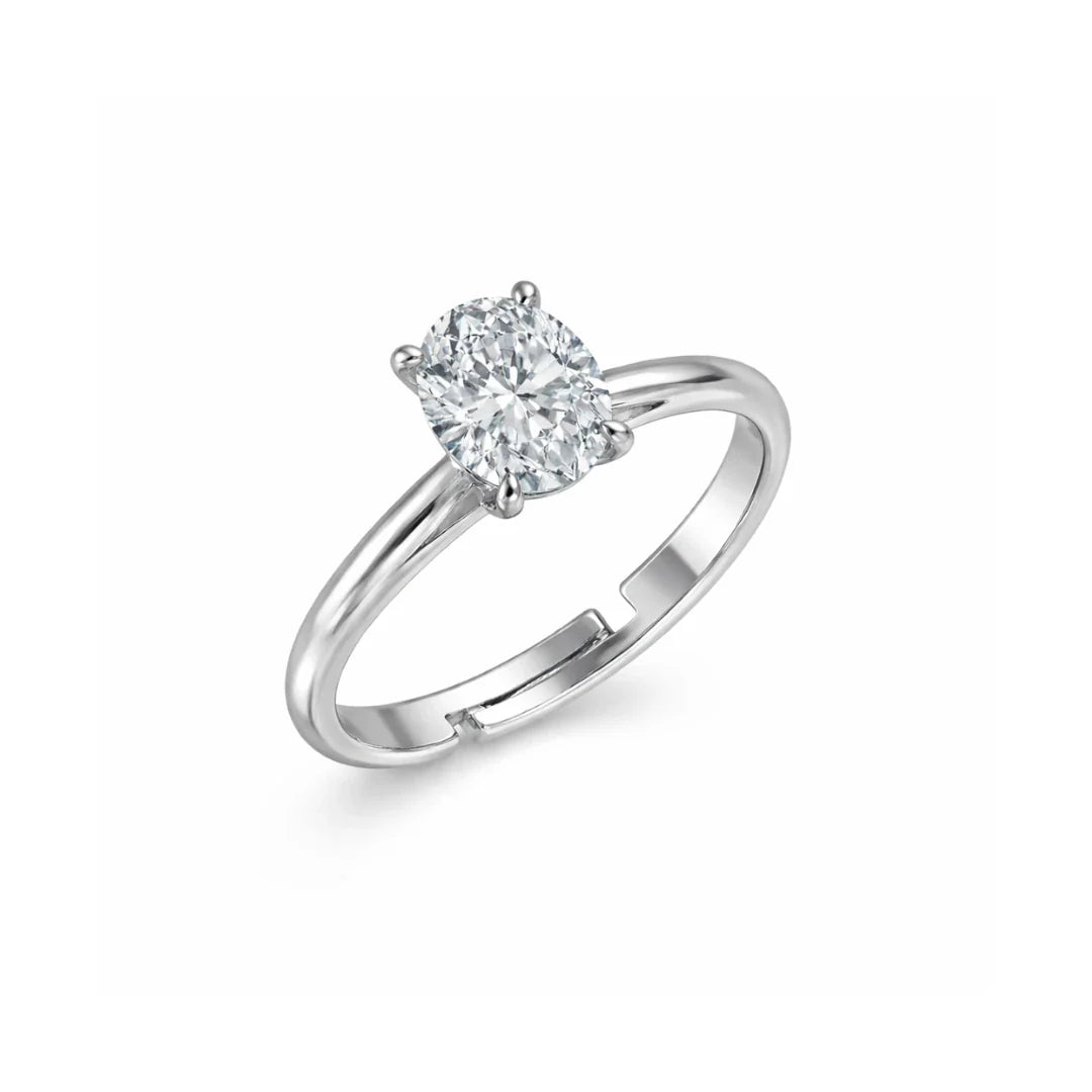 Oval Solitaire Adjustable Ring