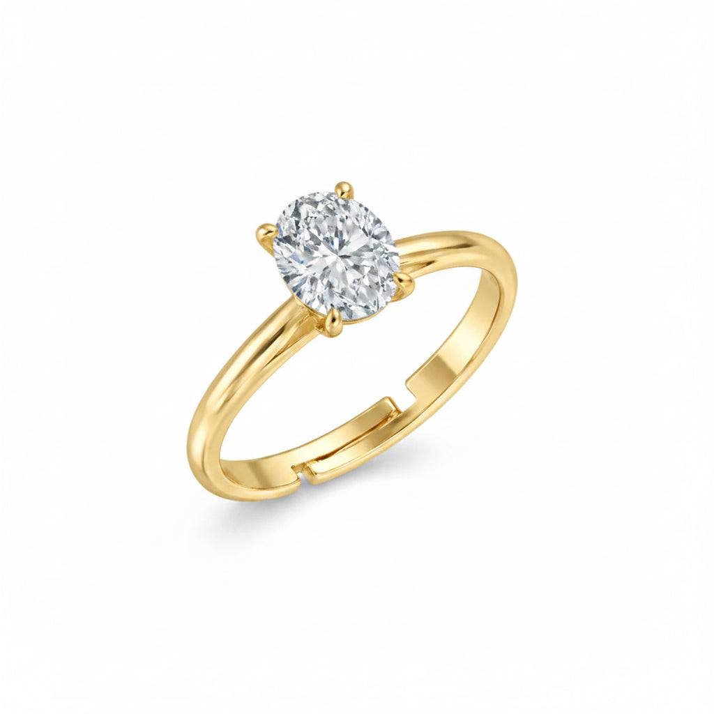 Oval Solitaire Adjustable Ring