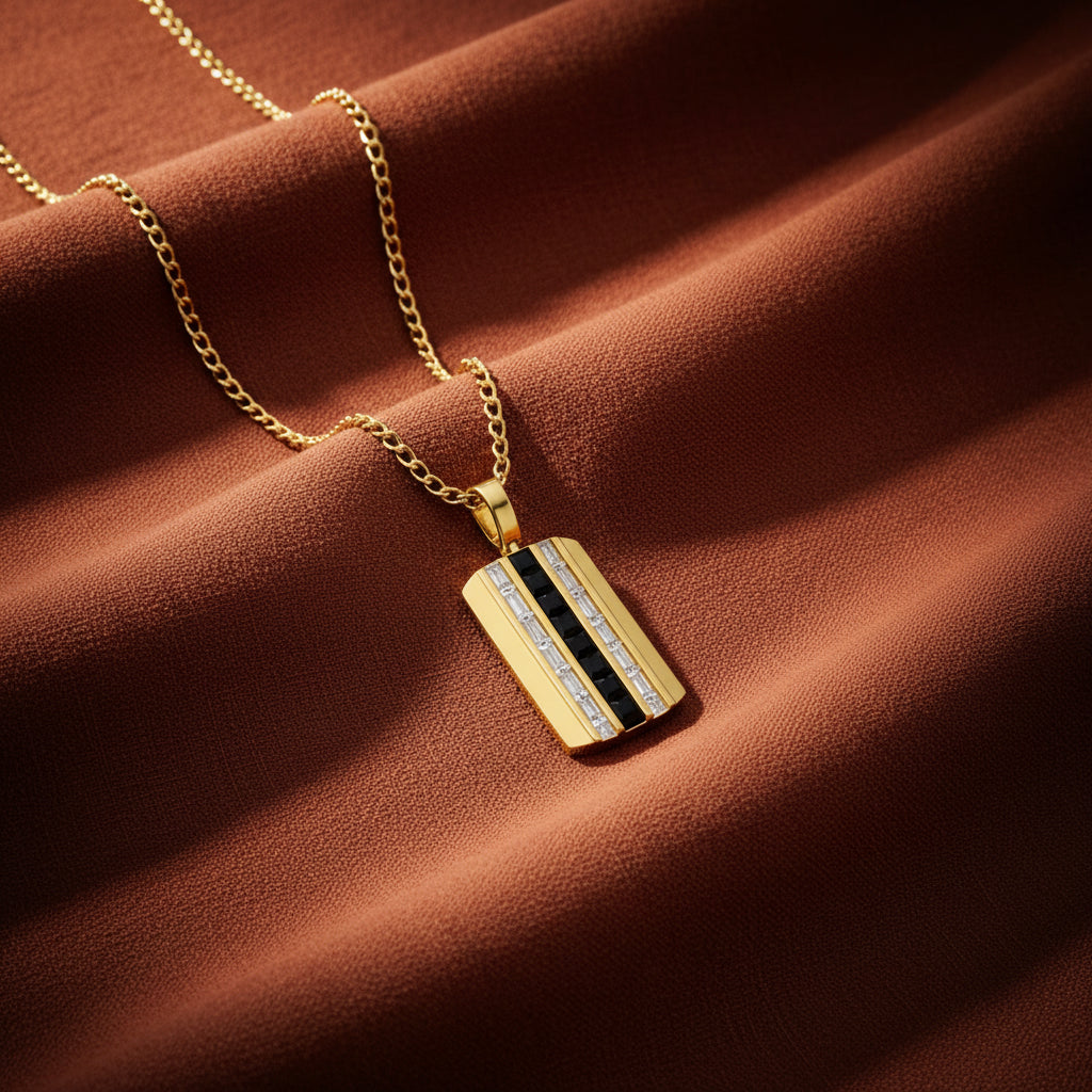 Noir Black Stripe Pendant Men