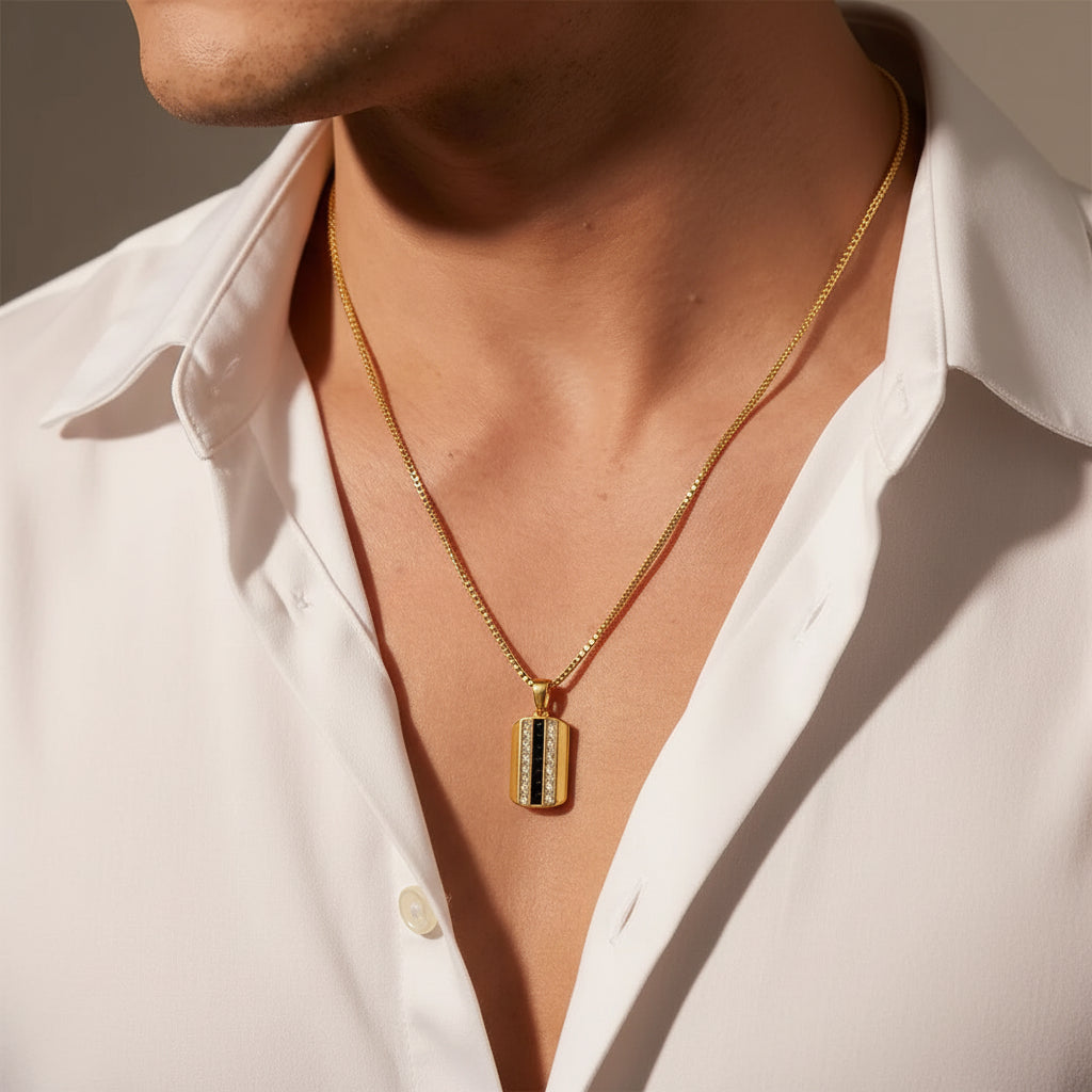 Noir Black Stripe Pendant Men