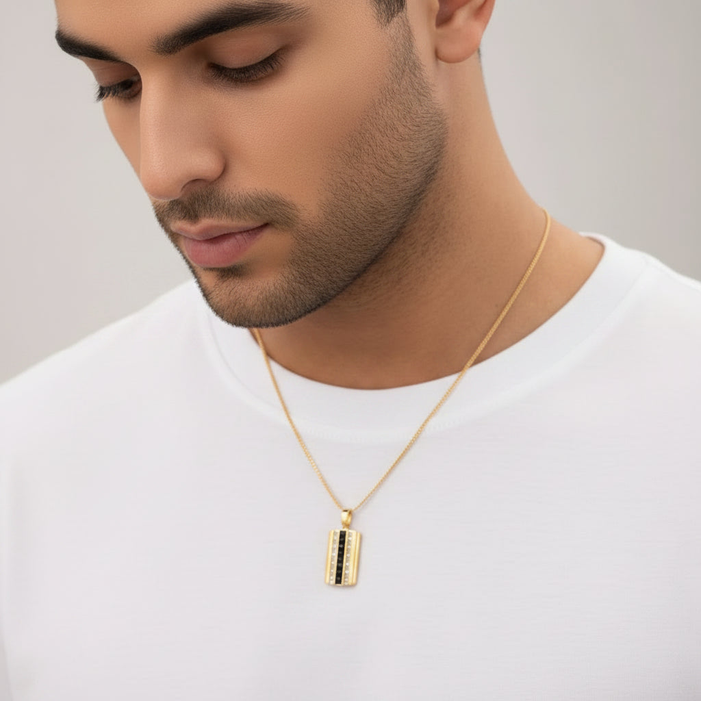 Noir Black Stripe Pendant Men