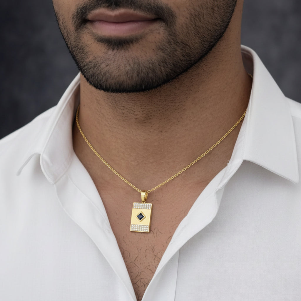 Noir Black Stone Pendant Men