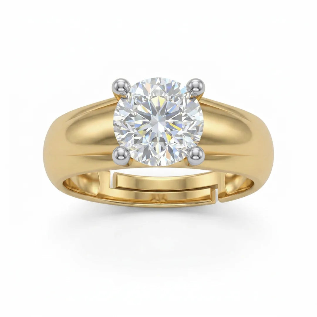 Round Solitaire Band Ring Men