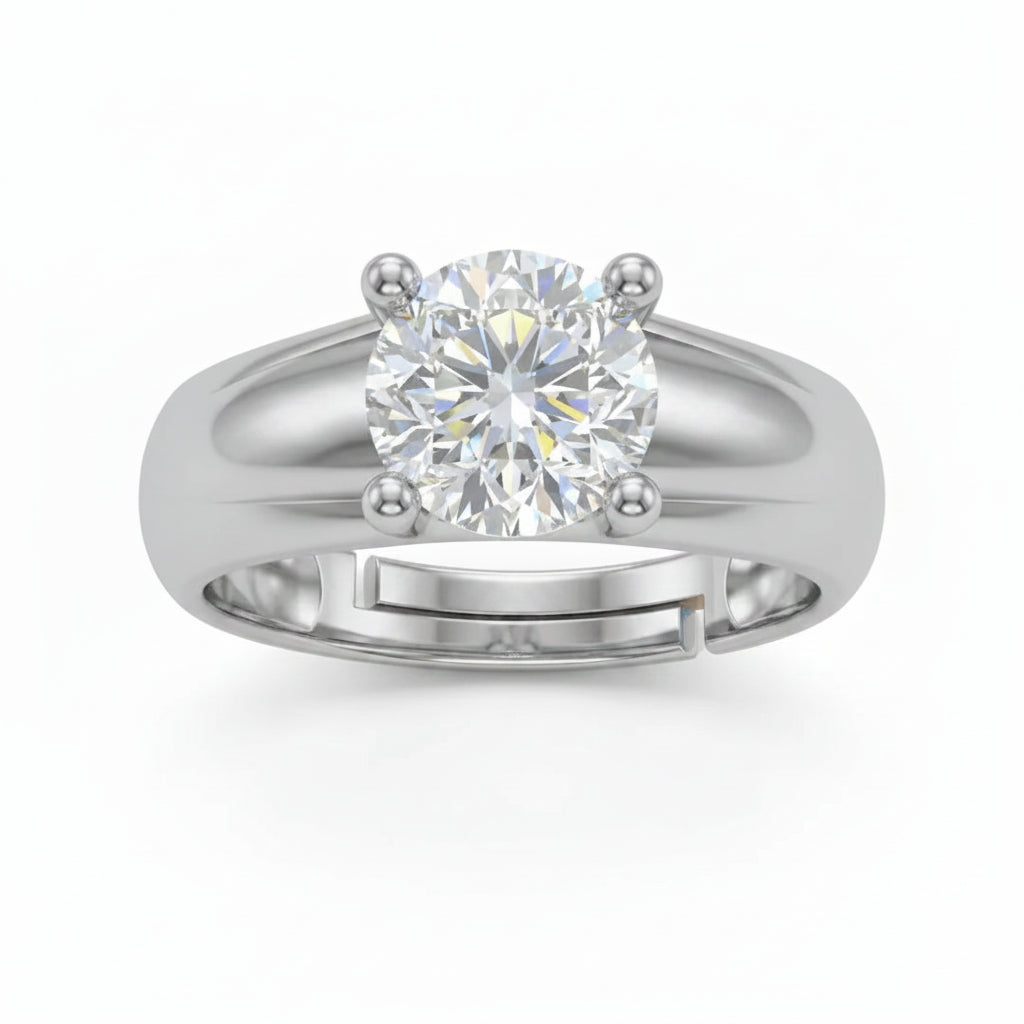 Round Solitaire Band Ring Men