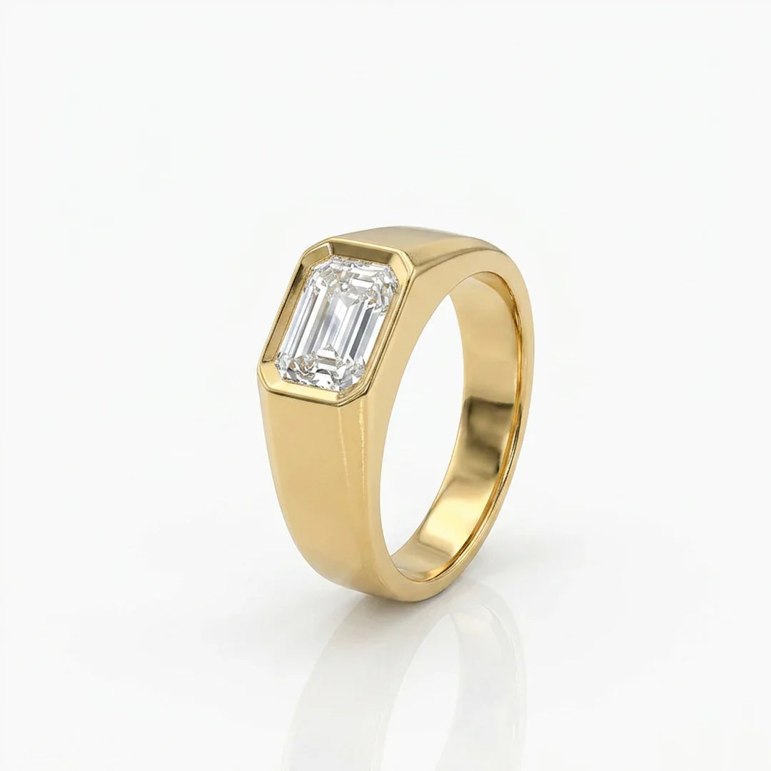Emerald Bezelle Band Ring Men