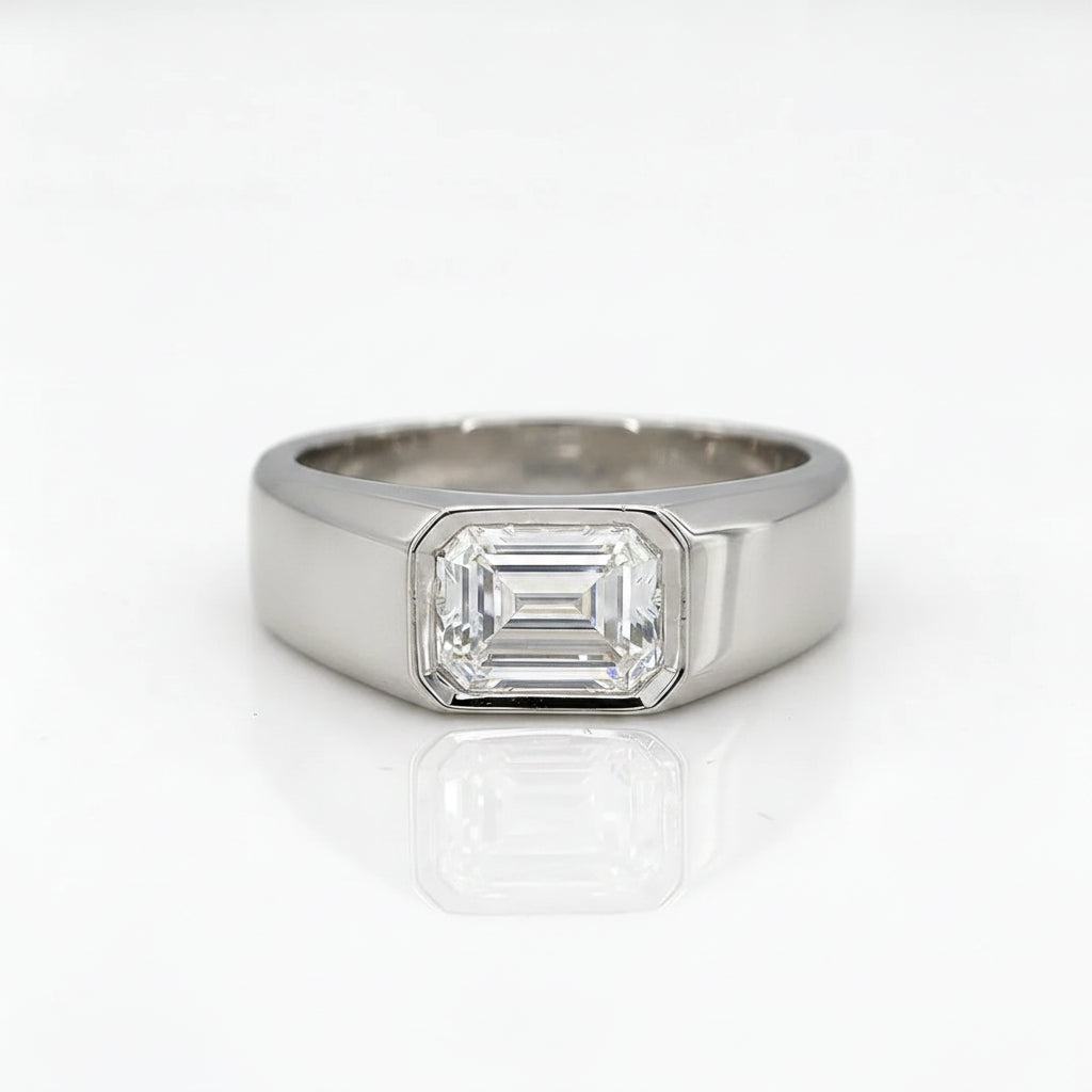 Emerald Bezelle Band Ring Men
