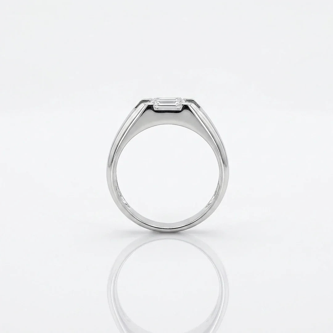 Asscher Solitaire Band Ring Man