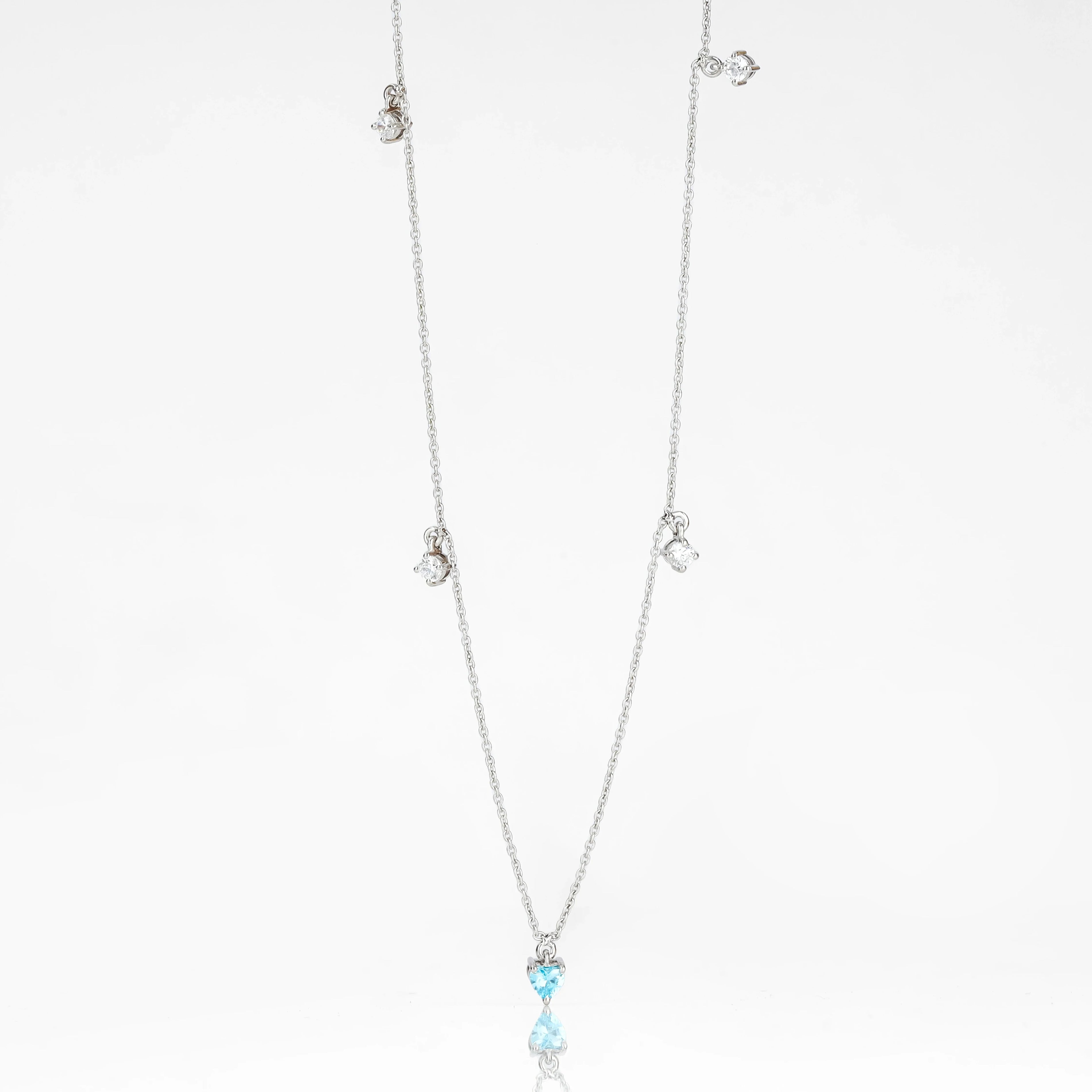 Aqua Blue Heart Charm Necklace