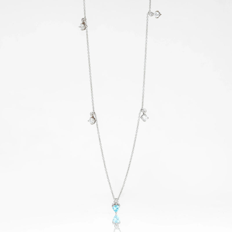 Aqua Blue Heart Charm Necklace