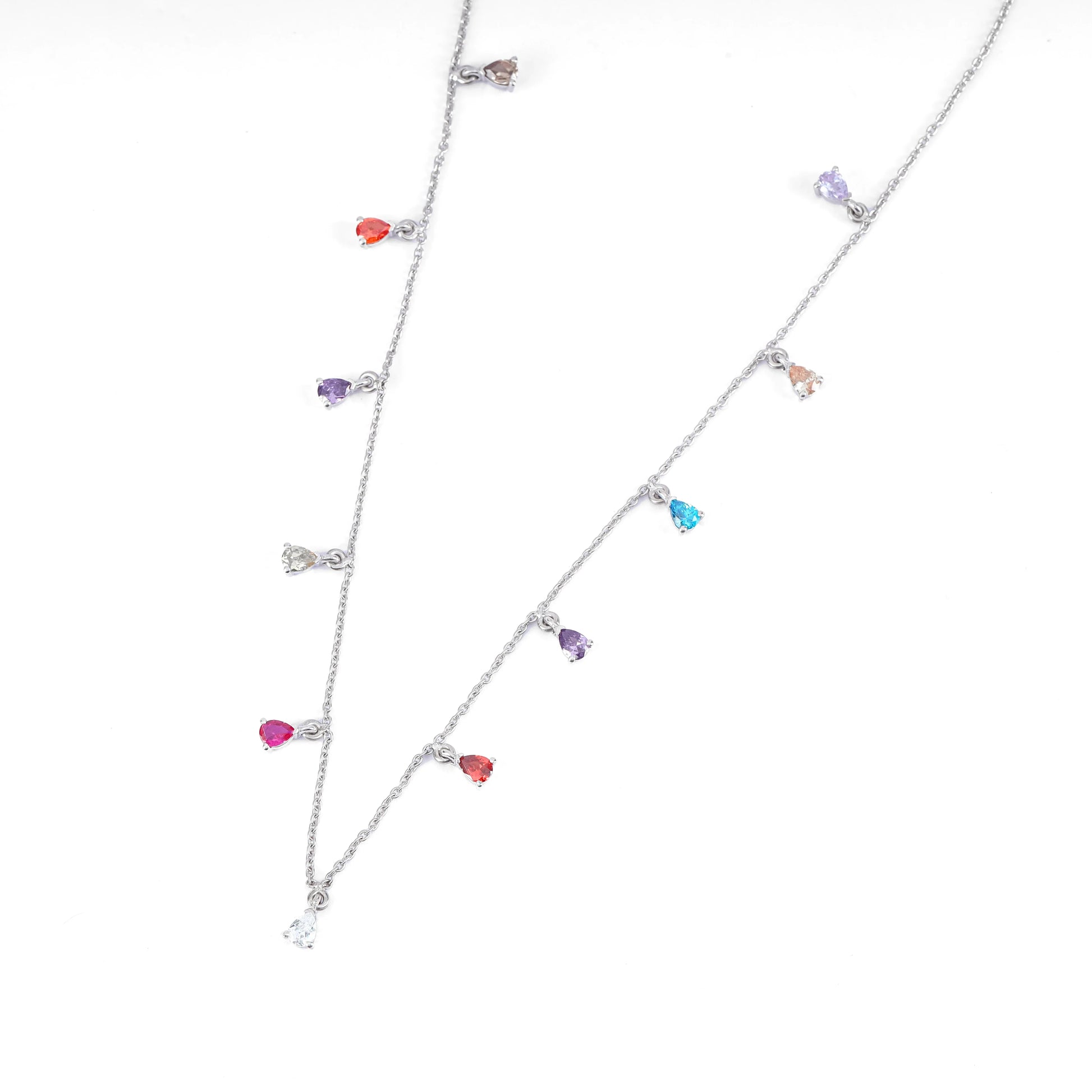 Pear Multi-Coloured Charm Necklace