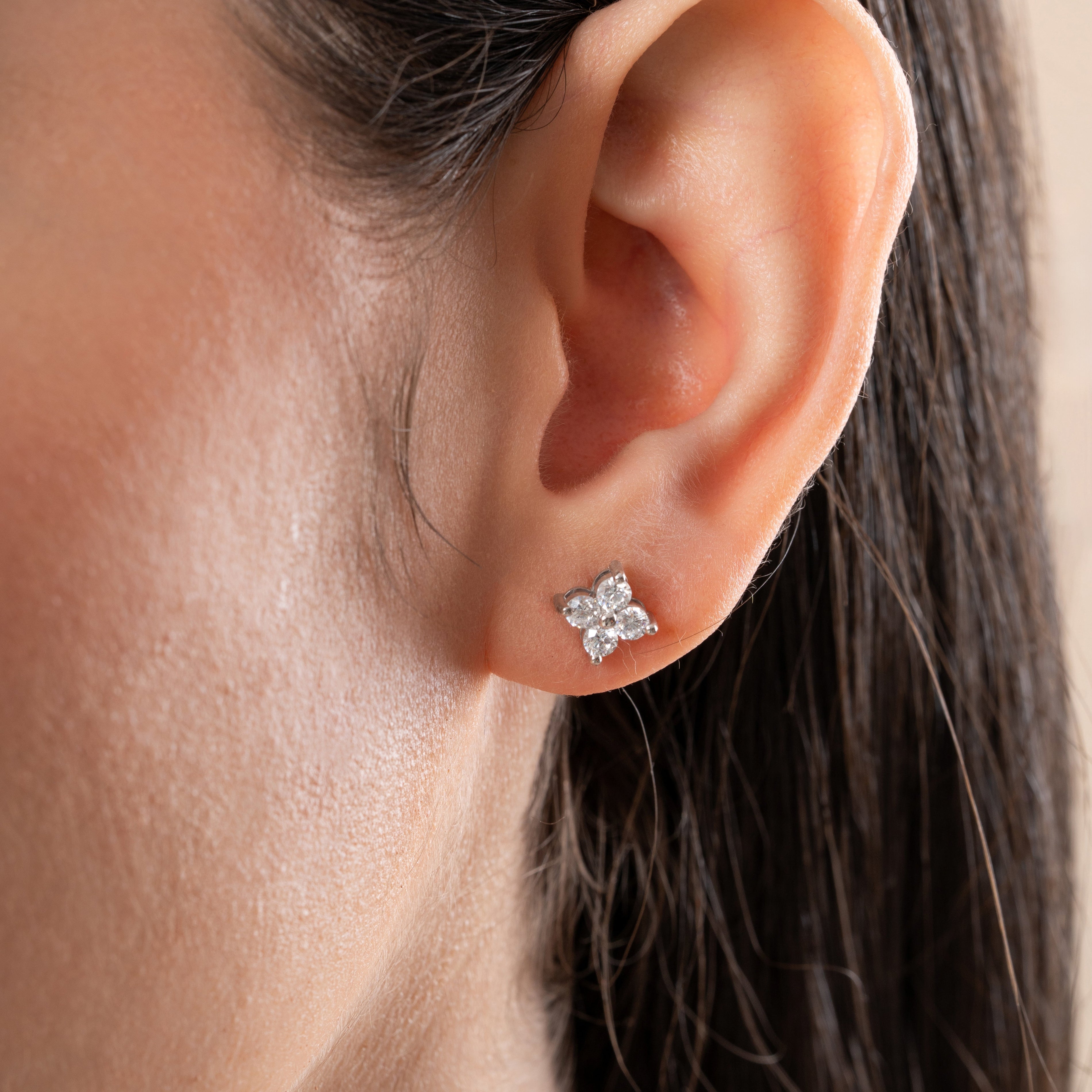 Four Flower Studs Earrings