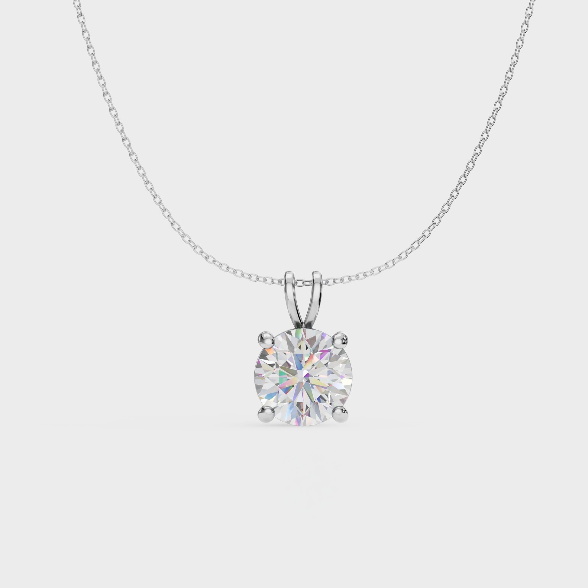 Round Solitaire Diamond Pendant Set