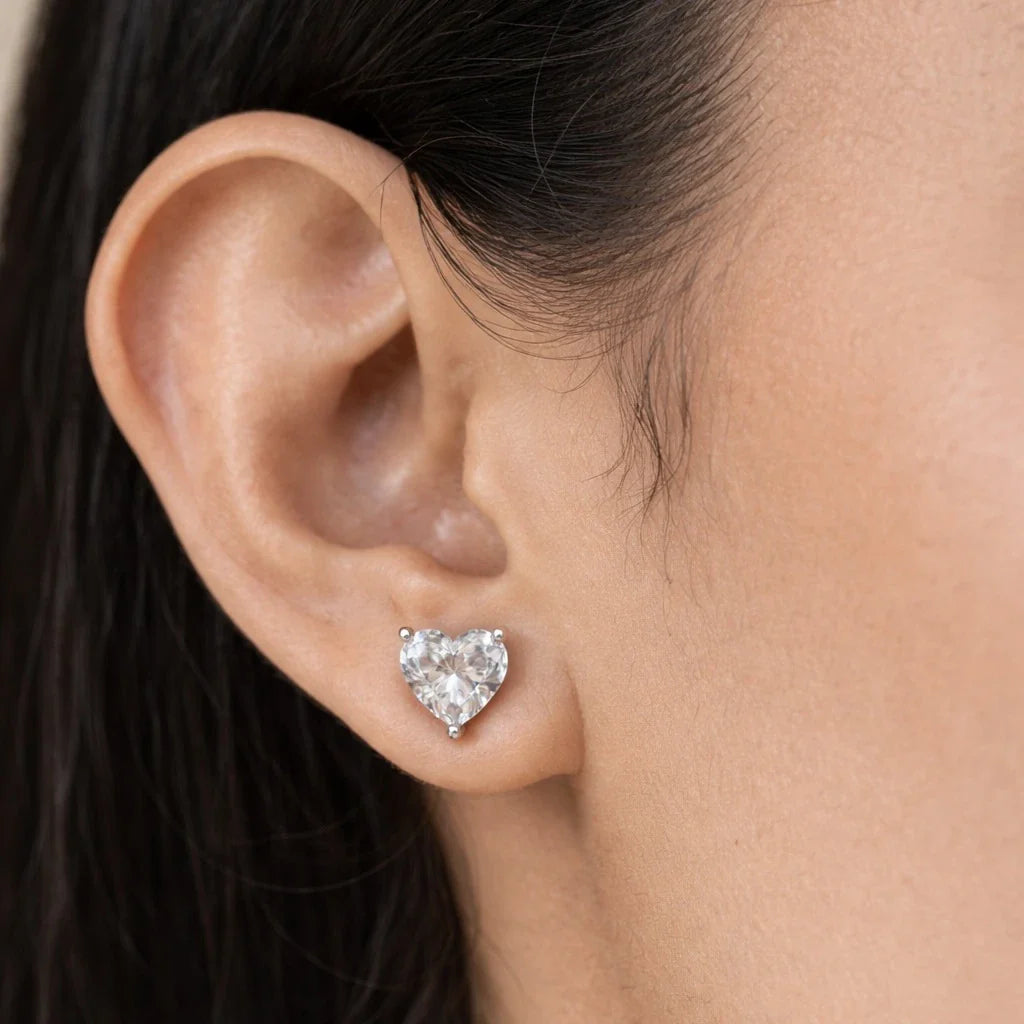 Heart Solitaire Studs