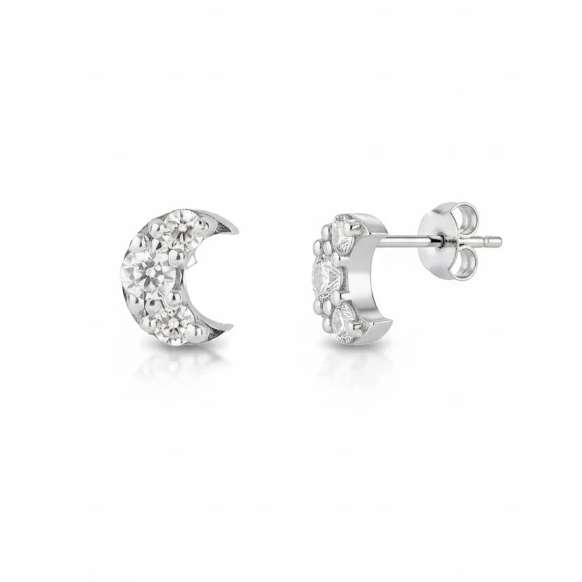 Dainty Moon Stud Earrings