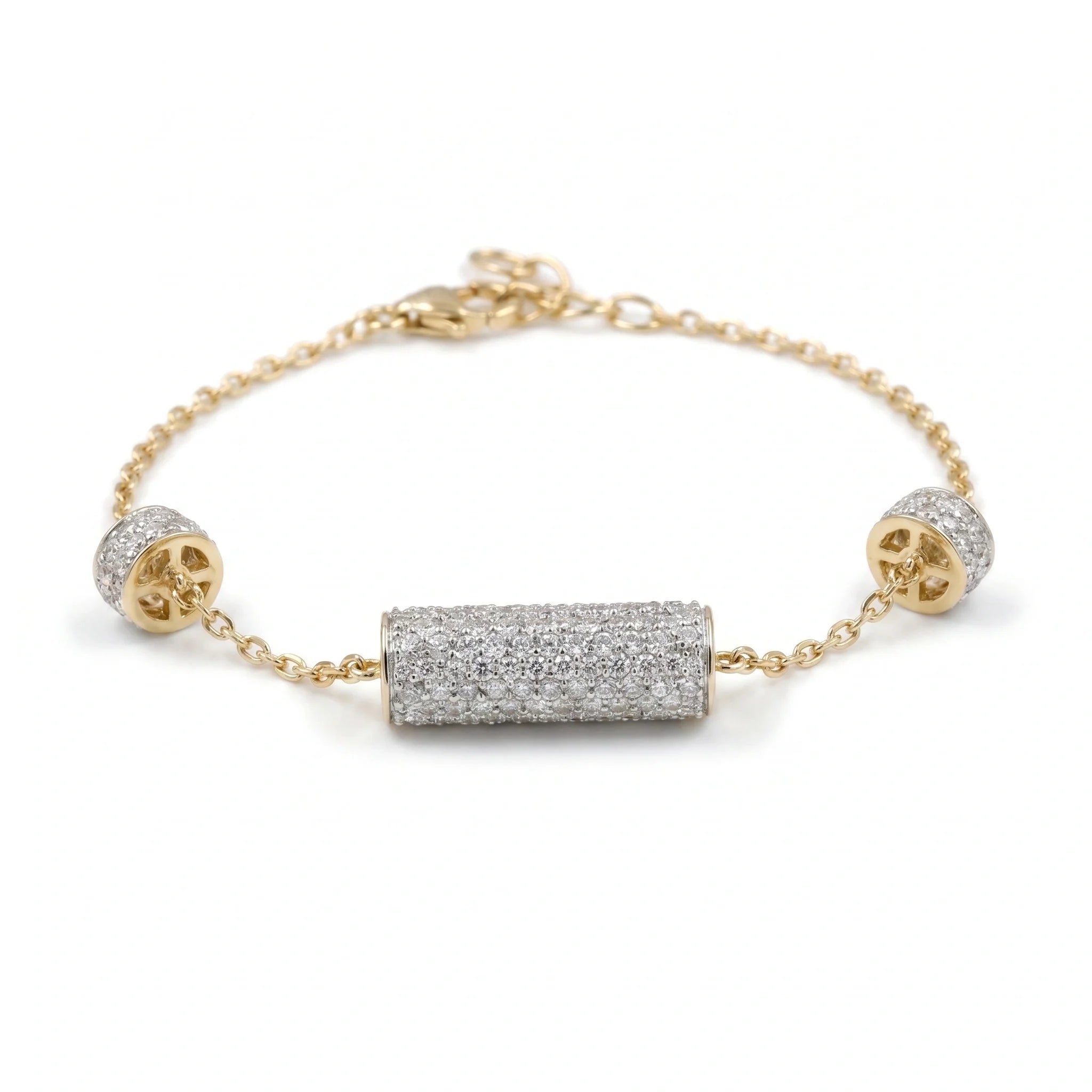 Gold Pave Barrel Bracelet