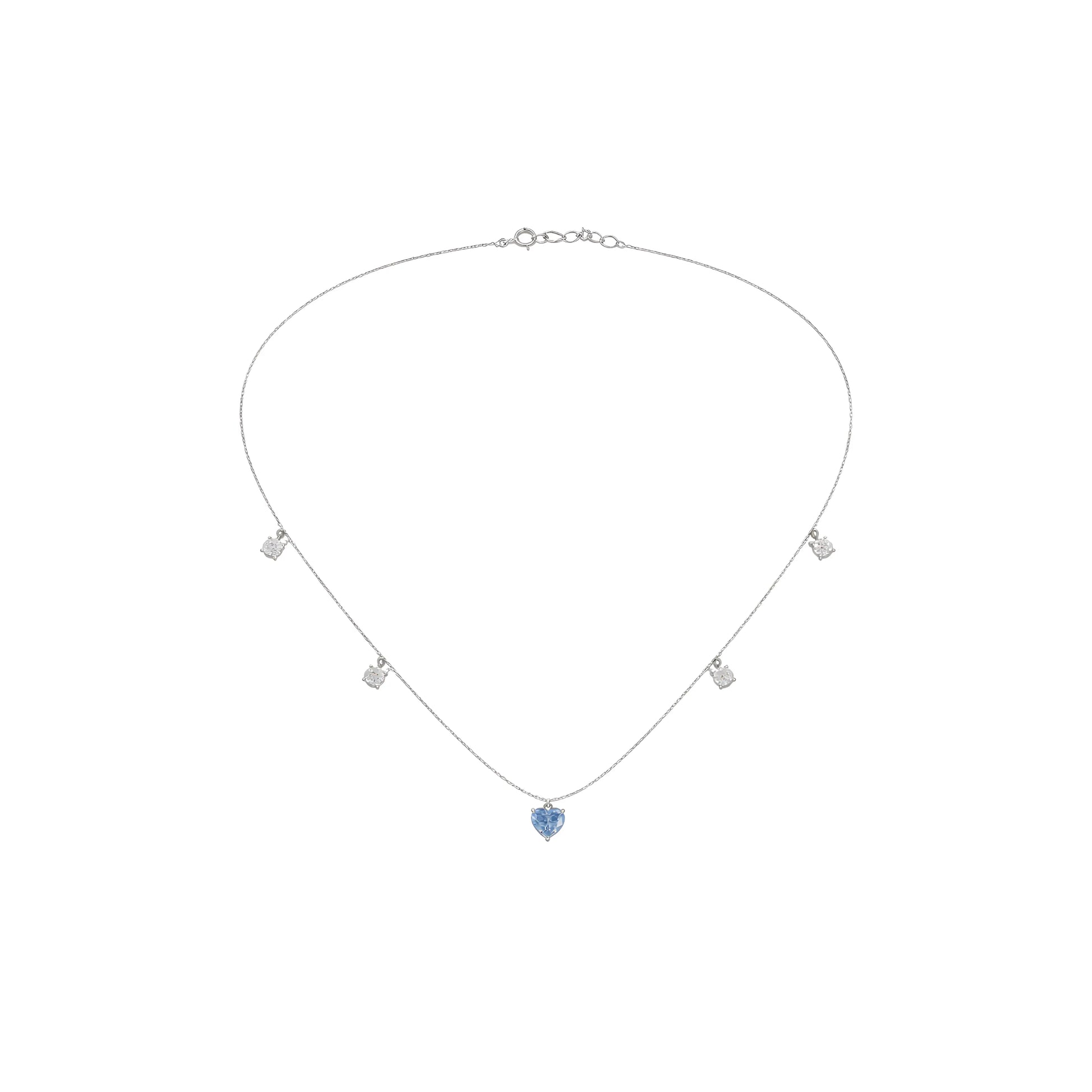 Aqua Blue Heart Charm Necklace