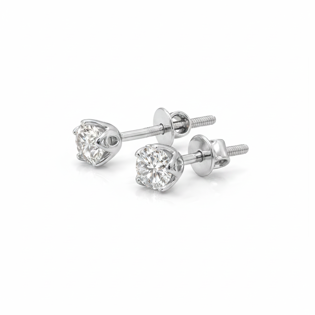 Tulip Round Solitaire Stud Earrings