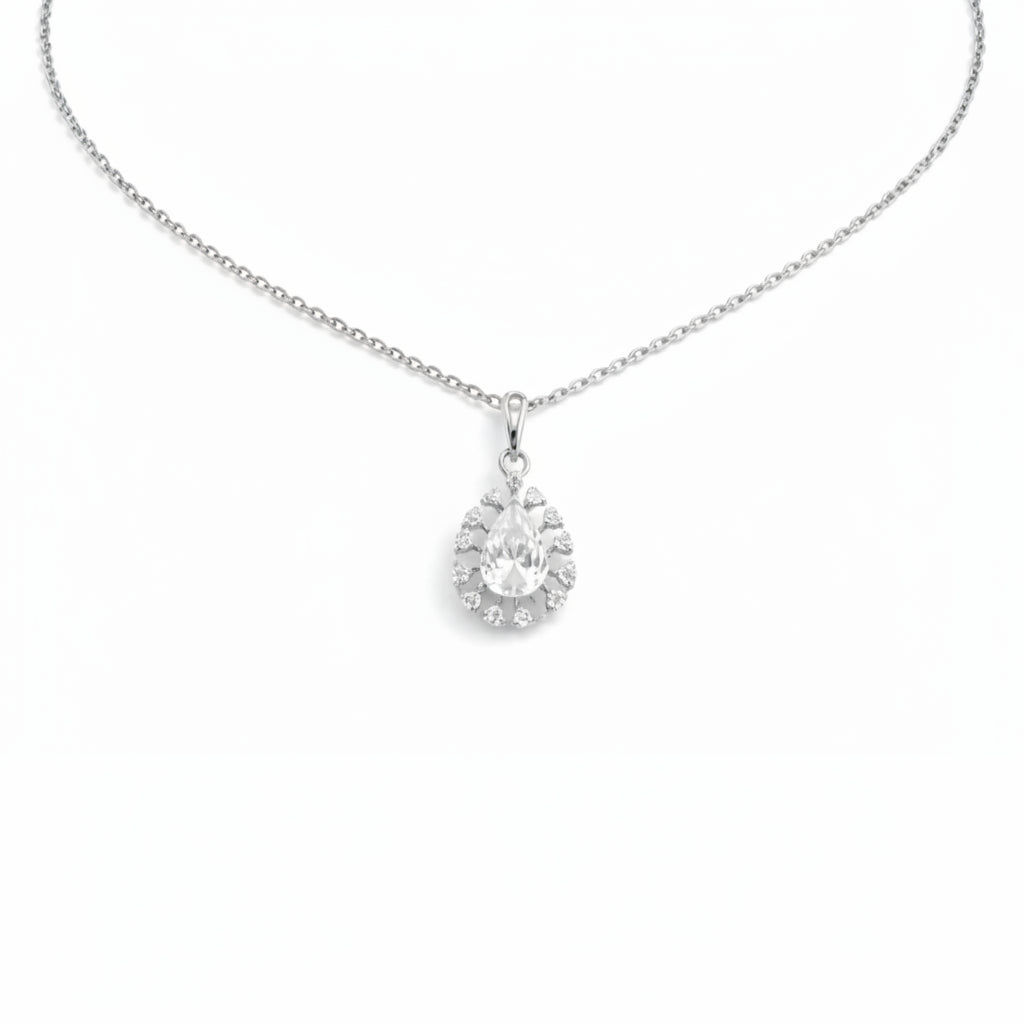 Pear Halo Teardrop Pendant