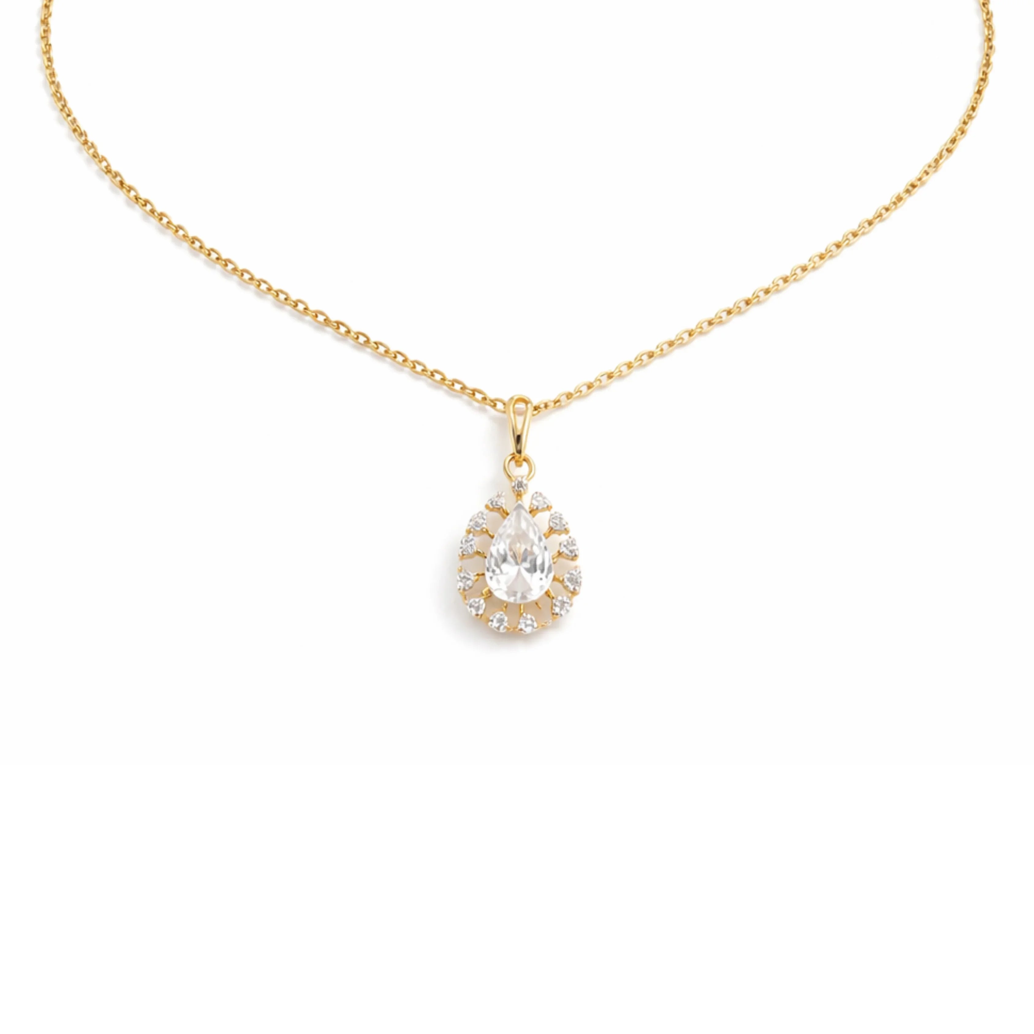 Pear Halo Teardrop Pendant