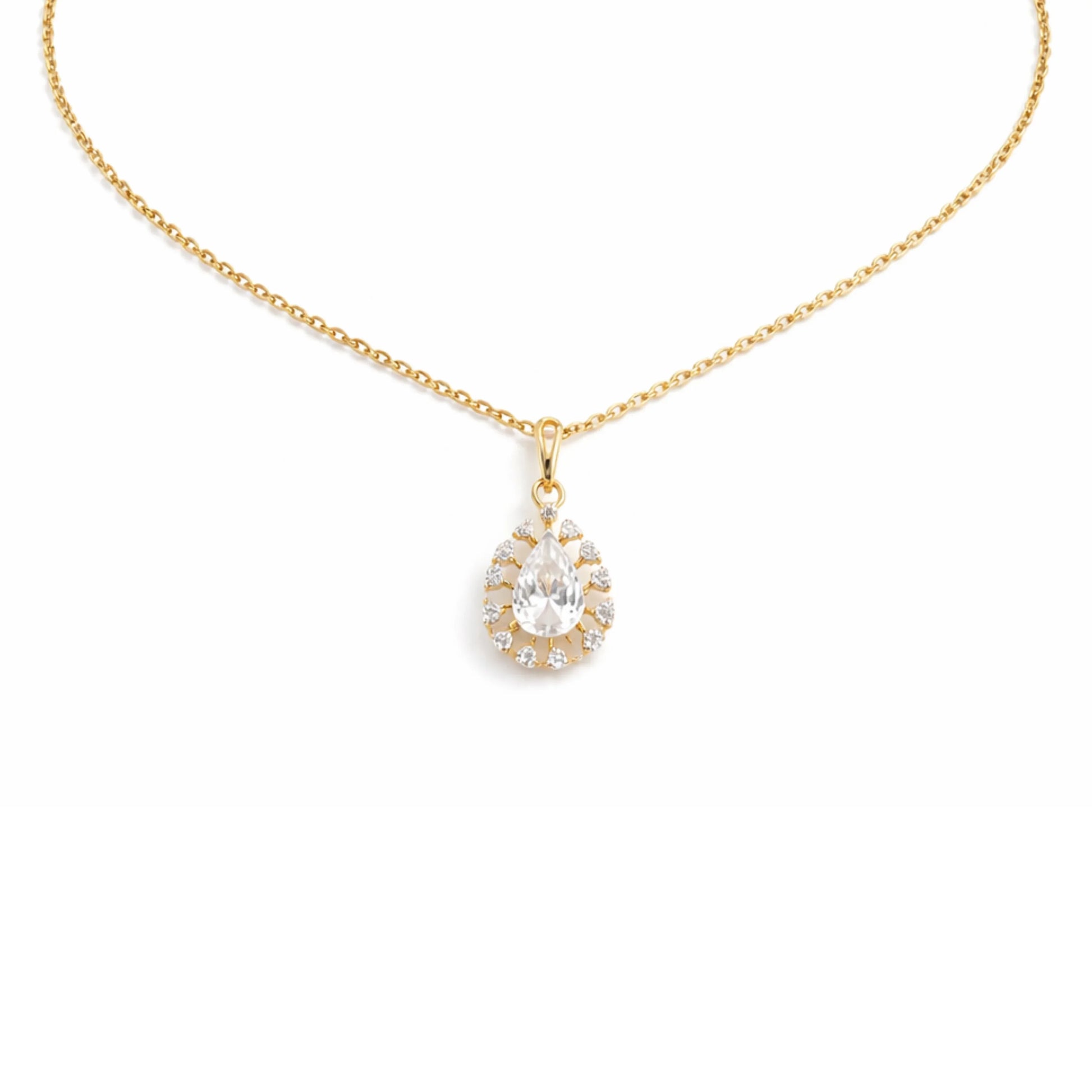 Pear Halo Teardrop Pendant