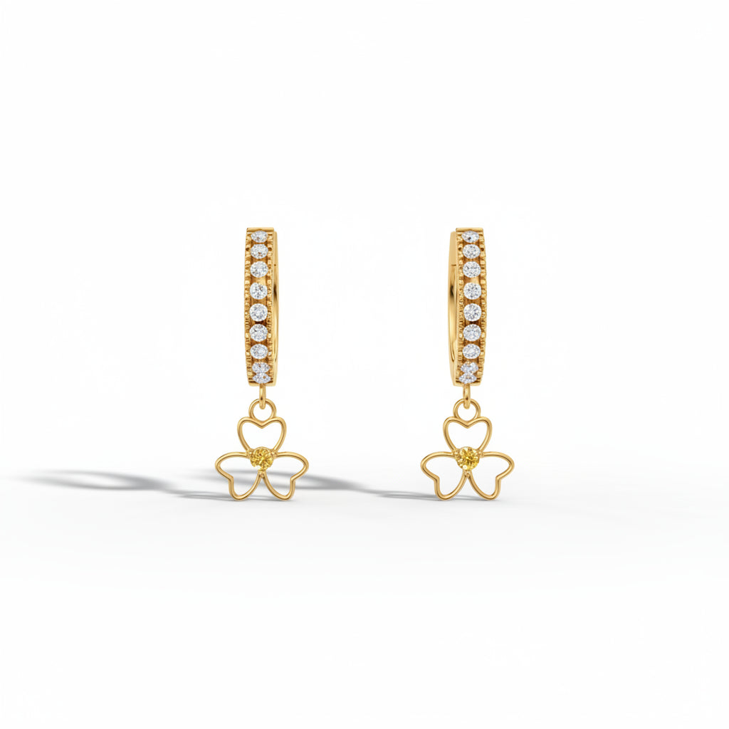 Flower Yellow Drop Earrings