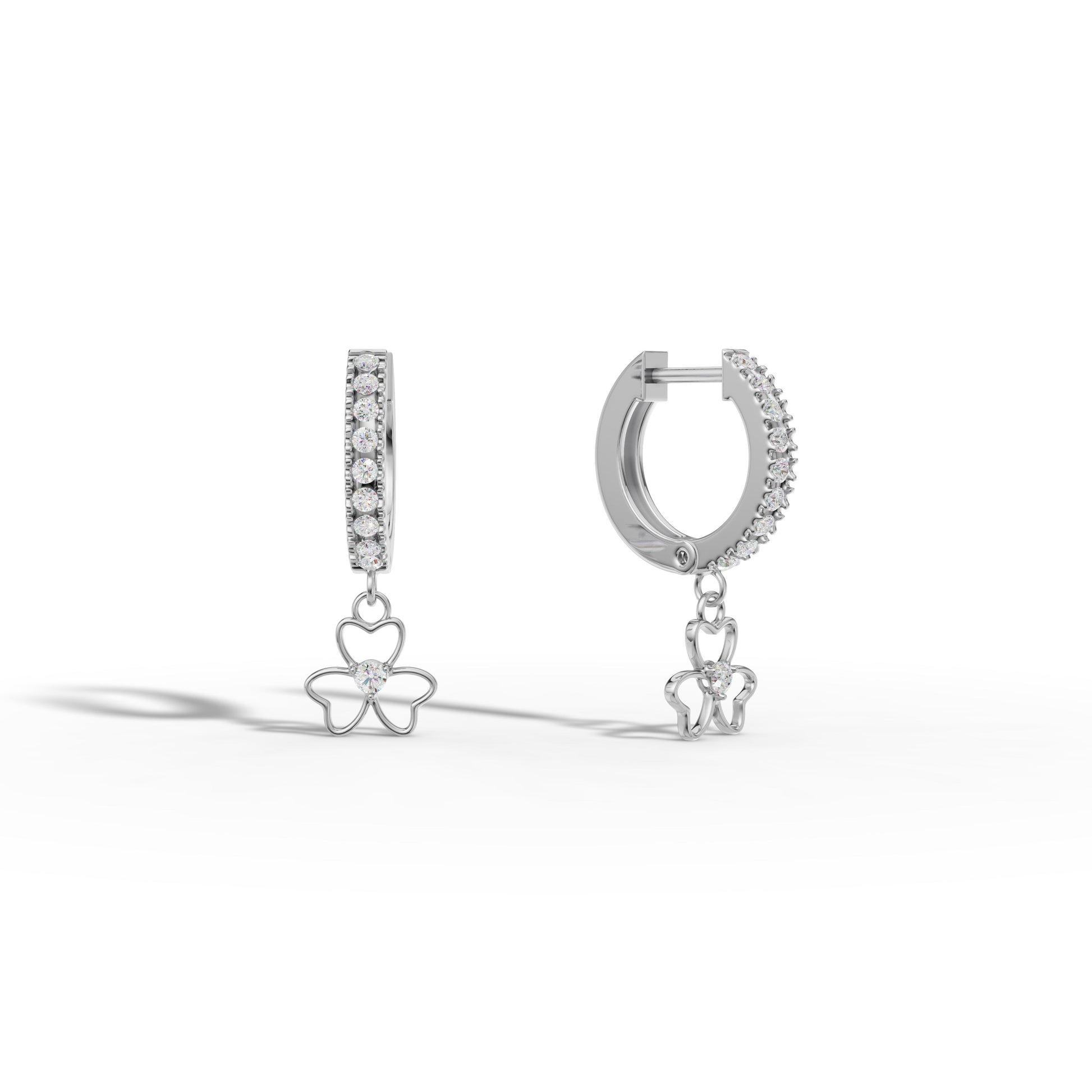 Flower White Drop Earrings
