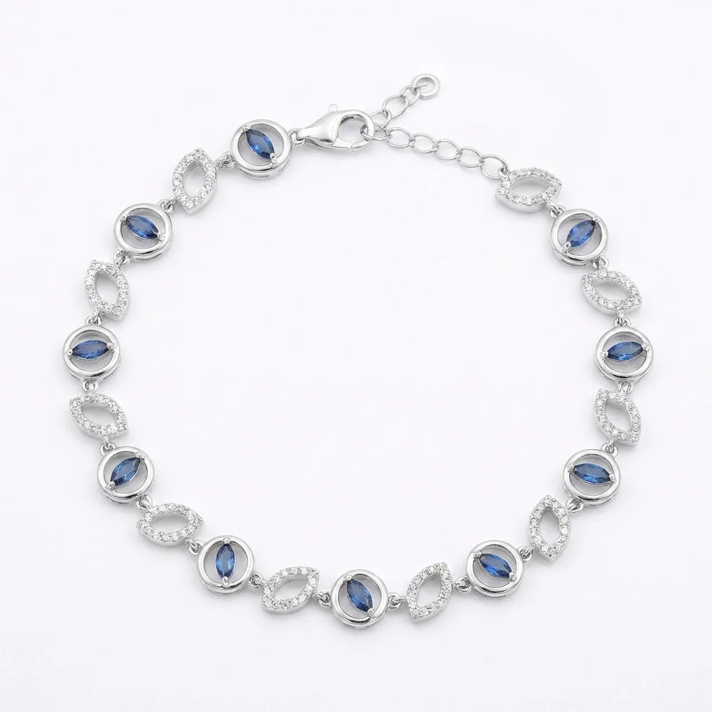 Silver Sapphire Glow Link Bracelet