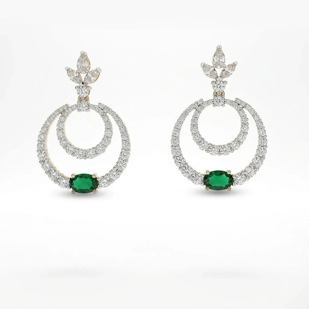 Oval Green Orbit Earrings