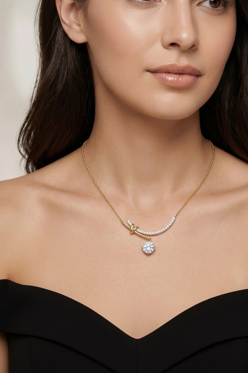 Solitaire Knot Drop Pendant