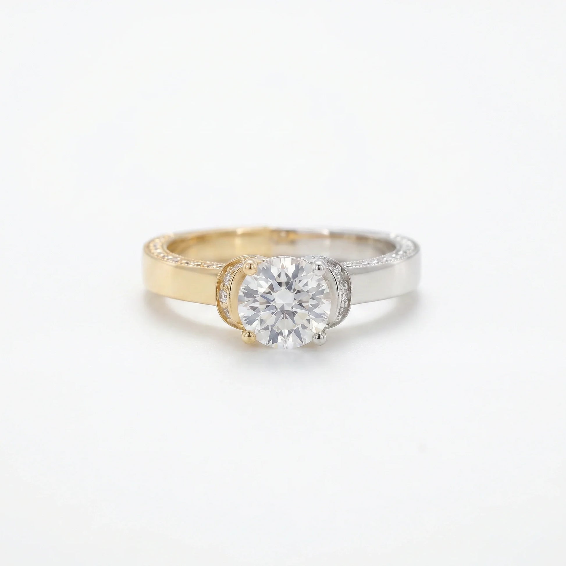 Two Tone Embrace Solitaire Ring